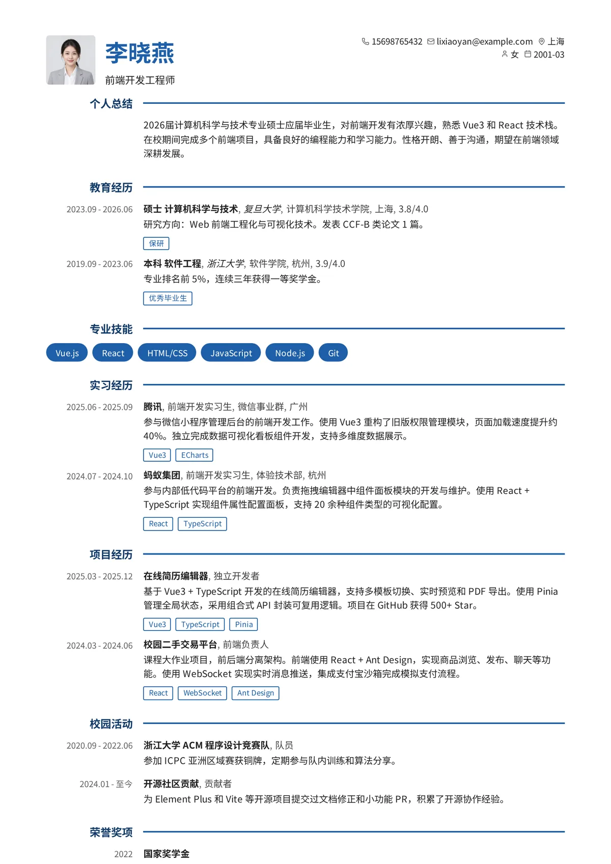 现代履历